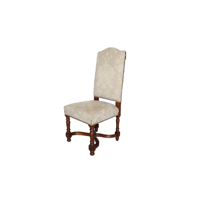 Vintage Provence Collection From Bussandri Arte Louis XIV Style Fabric & Leather Dining Chairs, Set of 10, C. 2003 For Sale - Image 9 of 18