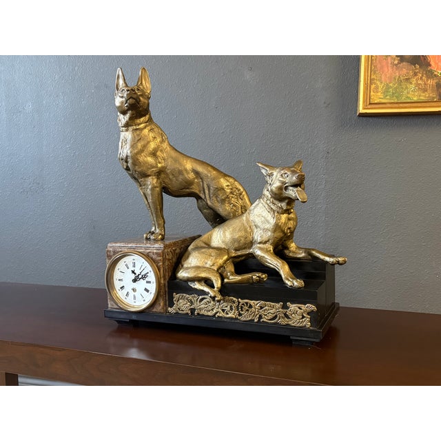 1920s Antique Marble & Bronze Mantle Clock in the Style of Louis-Albert Carvin For Sale - Image 5 of 18