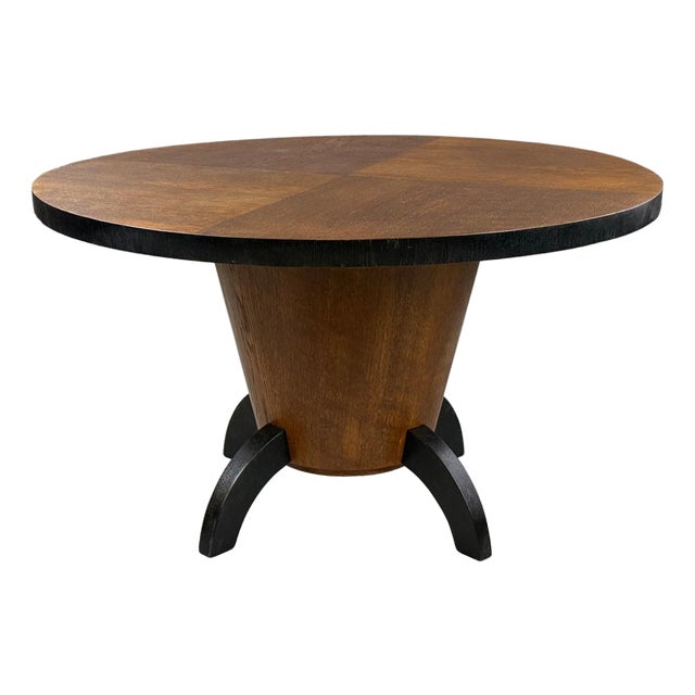 Art Deco Round Oak Coffee Table, 1930s For Sale