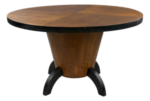 Art Deco Round Oak Coffee Table, 1930s