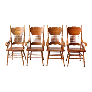 Vintage Press Back Dining Chairs Set of 4