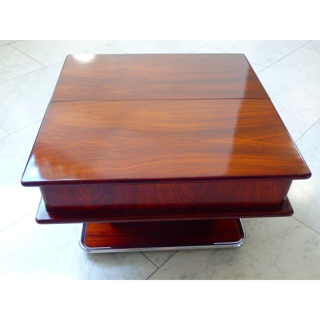 Mid-Century Modern Bar Table with Opening Mechanism and Chrome Trim, 1960s For Sale - Image 12 of 15