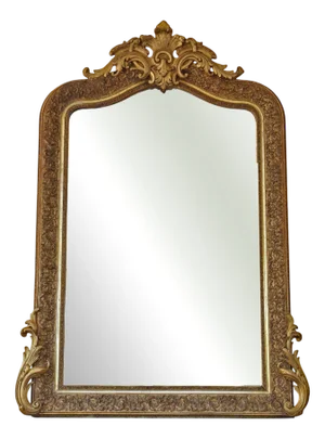 Antique Gilt Overmantle Wall Mirror in Gold, 1890s
