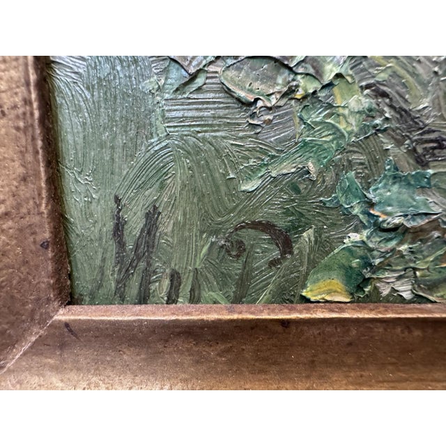 Blue Landscape Composition, Oil Painting on Cardboard, Framed For Sale - Image 8 of 11