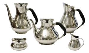 Mid-Century Modern Danish Silver Plated Tea and Coffee Set by Hans Bunde for Cohr, 1960s, Set of 5