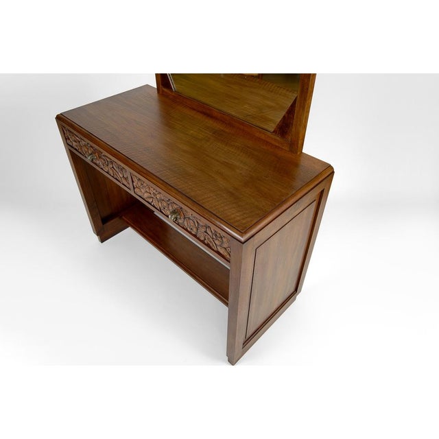 French Art Deco Dressing Table in Carved Walnut, 1930 For Sale - Image 11 of 18