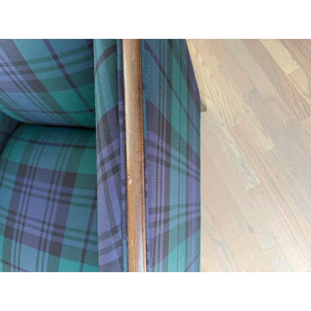 2010s Wood Framed Armchair in Scottish Plaid For Sale - Image 5 of 5