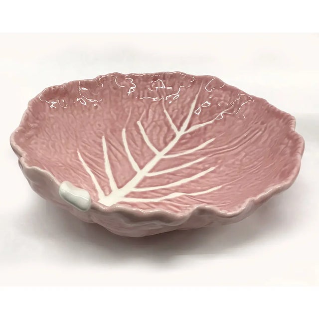 1960s Pink Cabbage Leaf Majolica Serving Bowl/Platter Set of 2 Chairish
