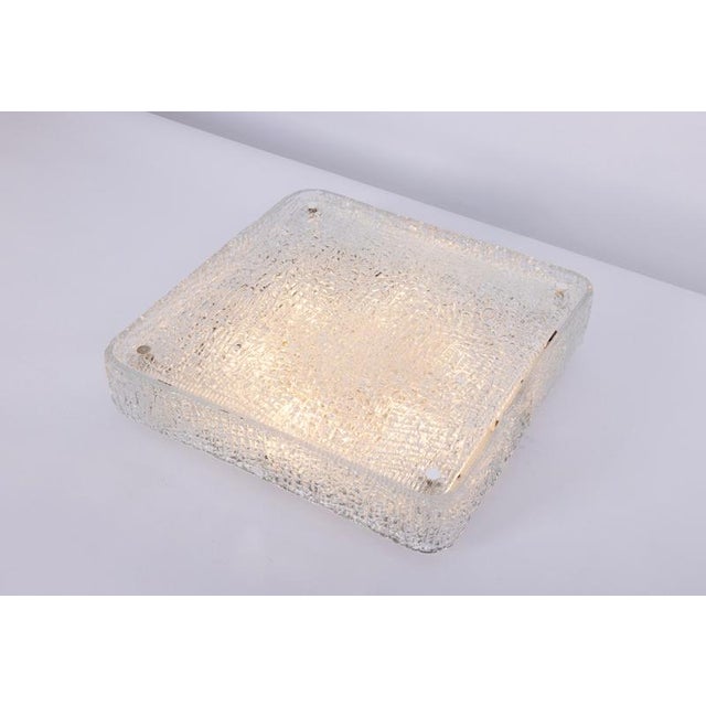 White Large Square Murano Ice Glass Flush Mount from Kaiser Leuchten, 1970s For Sale - Image 8 of 11