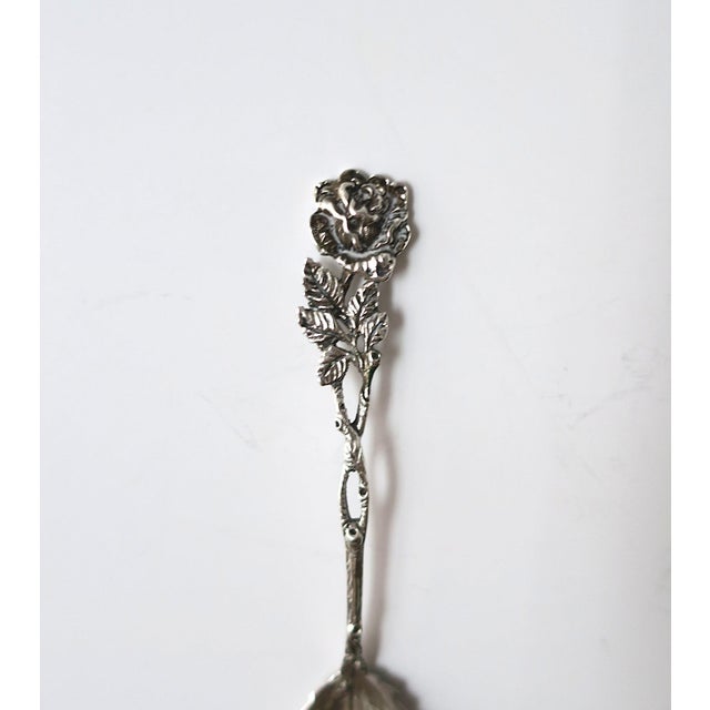 Sterling Silver Spoon, Rose Flower Botanical Design, Victorian, Late 19th Century For Sale - Image 4 of 8