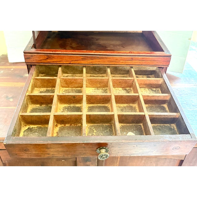 Early 1900s Clark's Oak Spool 3 Compartment Desk/Cabinet For Sale - Image 9 of 11