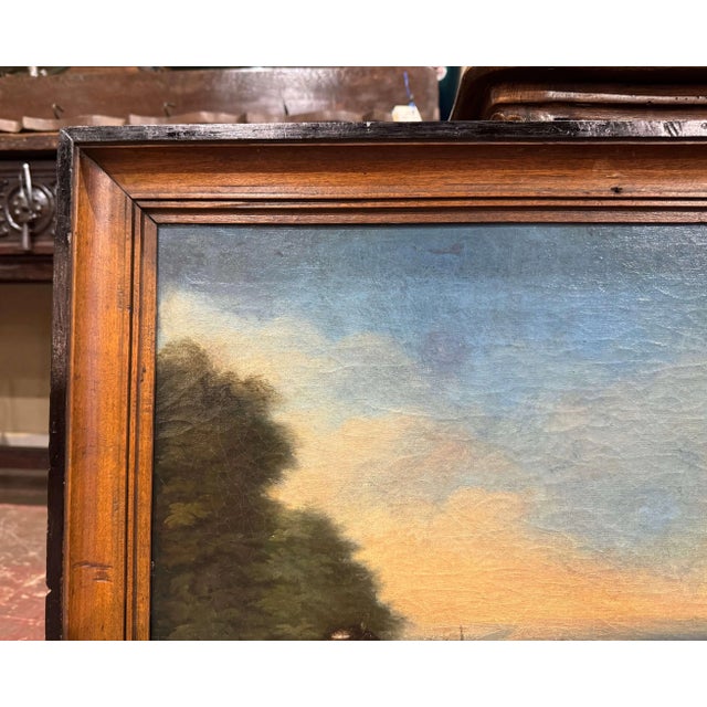Late 19th Century Pair of 19th Century French Pastoral Oil Paintings in Blackened Frames For Sale - Image 5 of 11