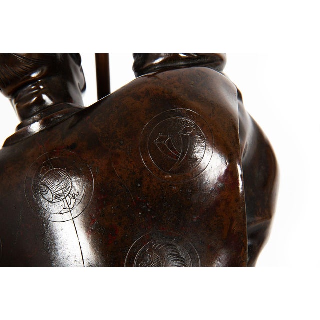 A Fine Japanese Meiji Period Antique Bronze Sculpture of a Samurai Warrior For Sale - Image 15 of 18