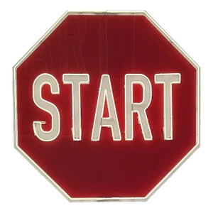"Start" - Neon Contemporary Street Sign Sculpture by Scott Froschauer