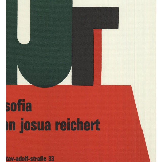 1969 Josua Reichert 'Writing Festival in Sofia' Vintage Green,Red Linocut For Sale - Image 4 of 5