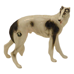 1950s Austrian Porcelain Borzoi Wolfhound Figurine by E&r Golden Crown