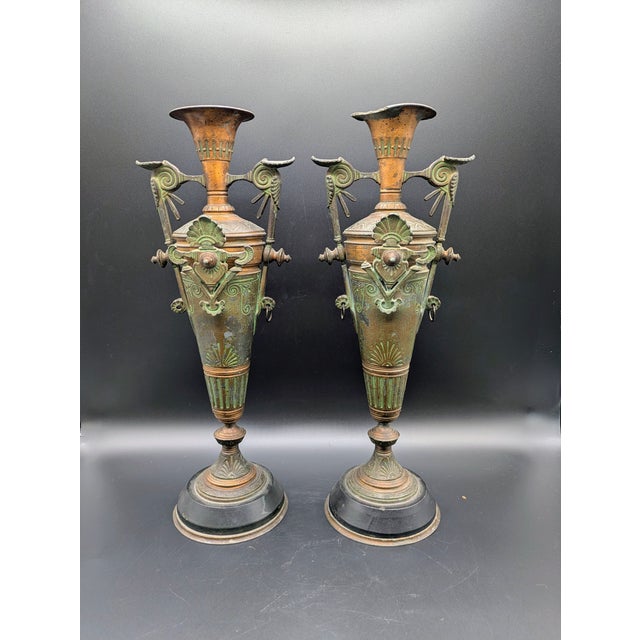 19th Century French Neoclassical Revival Bronze Candelabra Urns For Sale - Image 11 of 11