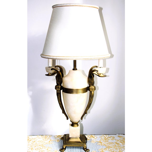 Vintage Italian Alabaster and Brass Table Lamp, 1950s For Sale - Image 13 of 13