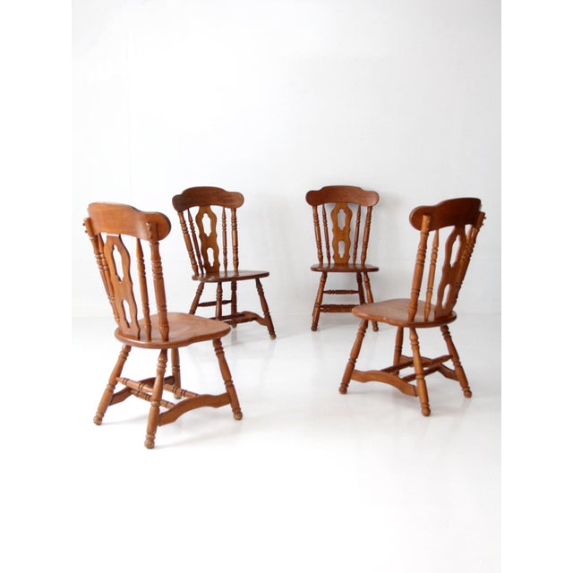 Vintage Early American Colonial Revival Dining Chairs - Set of 4 For Sale - Image 15 of 17