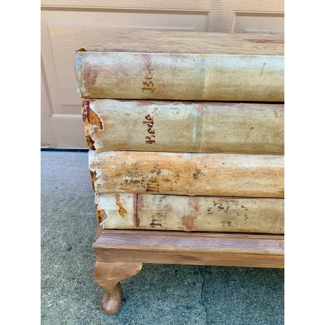 Brown Vintage Trompe L’Oeil Faux Book Stack Storage Side Table For Sale - Image 8 of 13