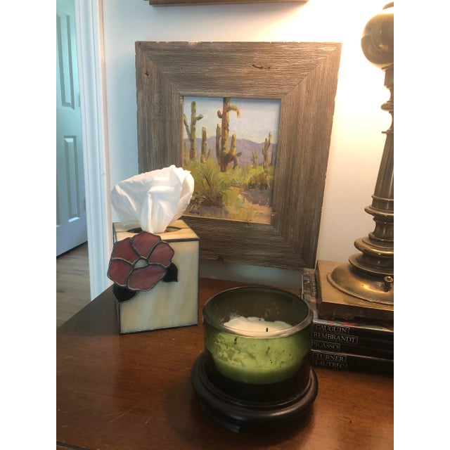 Vintage Stained Glass Tissue Box Cover With Flower For Sale - Image 6 of 8