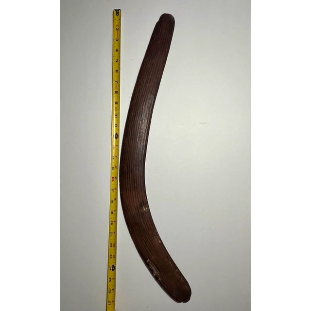 Brown Antique Central Australia Aboriginal Hand Carved Wood Fluted Hunting Boomerang For Sale - Image 8 of 8