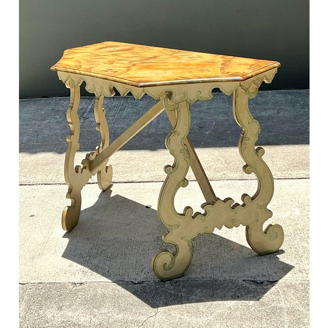 Mid-Century Modern Vintage Chelsea House Hand Painted Console Table For Sale - Image 3 of 12