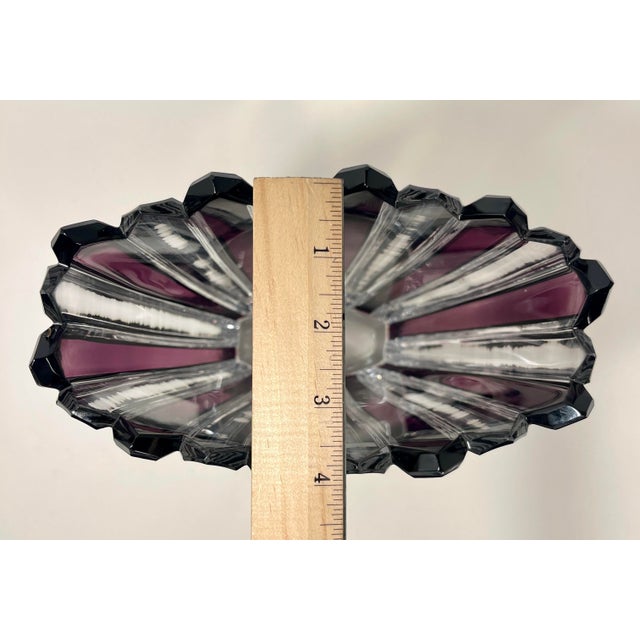 Vintage Caesar Crystal Bohemiae Purple & Clear Hand Cut Vase For Sale - Image 9 of 9
