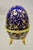 French Vintage Cobalt Blue Porcelain Egg Gold Gilt Hinged Lid Candle Trinket Box - 2 Pc For Sale - Image 3 of 12