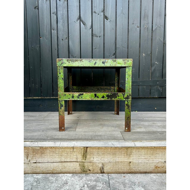 Metal Side Table with Green Patina For Sale - Image 12 of 13
