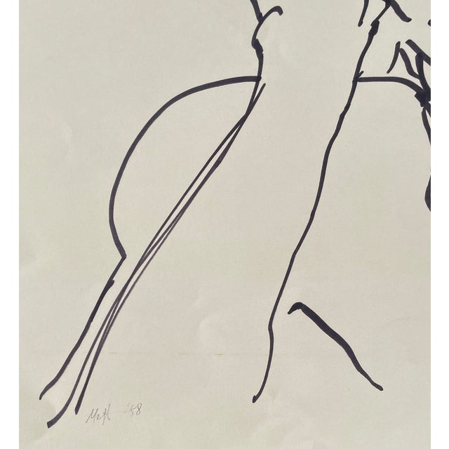 Portraiture 1958 Neil Meitzler Portait Drawing For Sale - Image 3 of 3