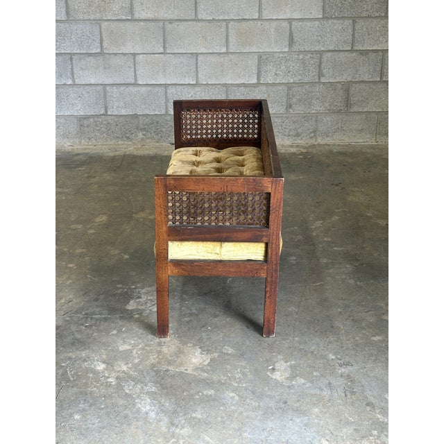 Wood 1970s Walnut and Cane Window Bench For Sale - Image 7 of 10