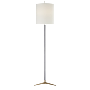 Thomas O'Brien by Visual Comfort Signature Caron Floor Lamp in Bronze and Hand-Rubbed Antique Brass with Linen Shade
