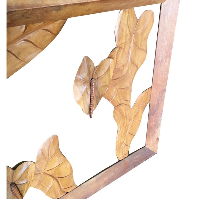 Large Hand Carved Koa Wood Anthurium Wall Art | Chairish