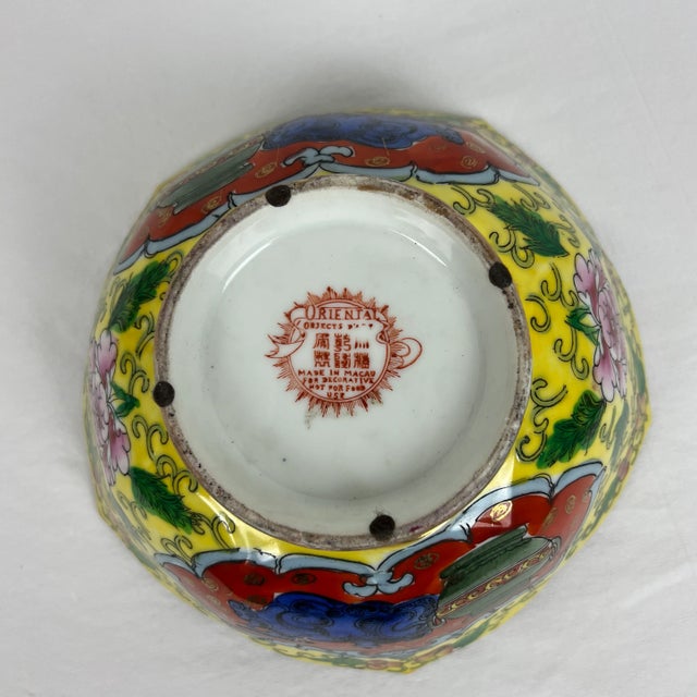 Ceramic Mid 20th Century Hand Painted Chinese Lotus Bowl For Sale - Image 7 of 8