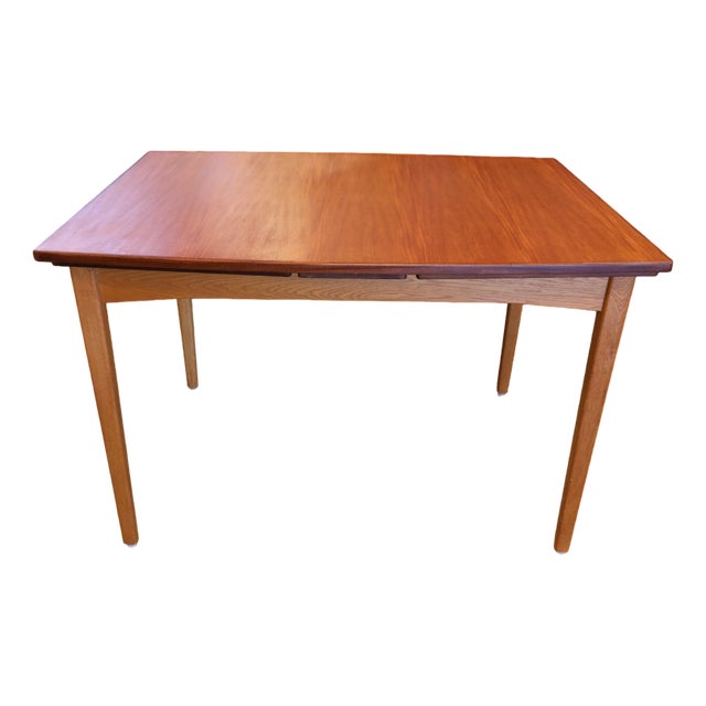 Swedish Dining Table in Teak and Oak with Extendable Leaves, 1960s For Sale