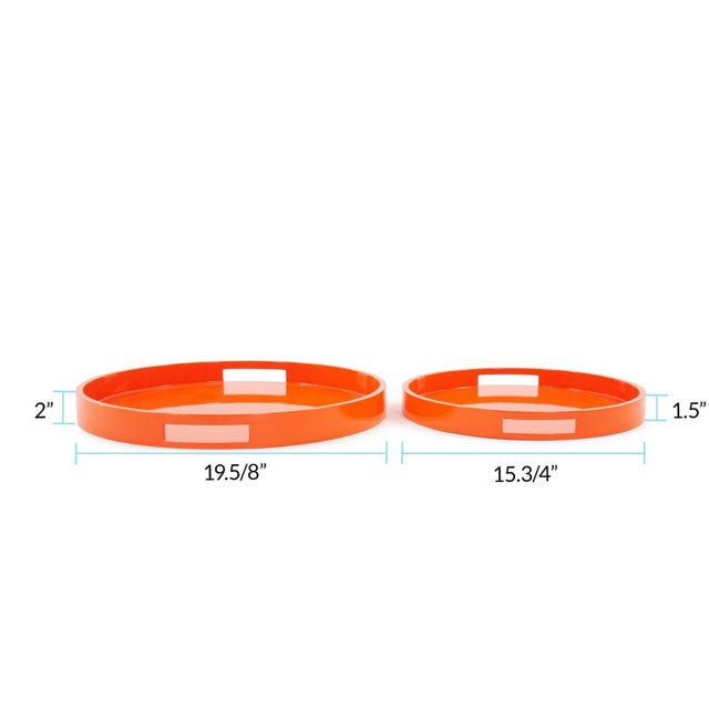 Wood Saint Tropez Round Tray Set of 2 - Orange For Sale - Image 7 of 10