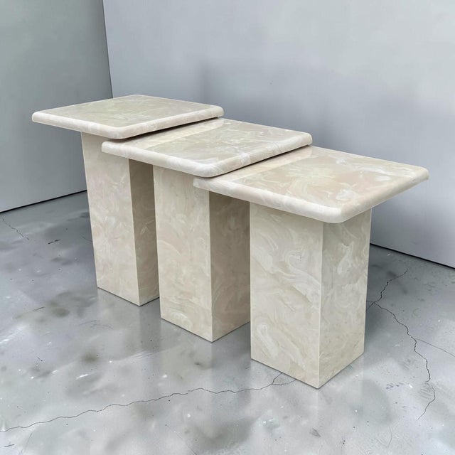 1980s Vintage Tall Marble Nesting Tables For Sale - Image 15 of 18