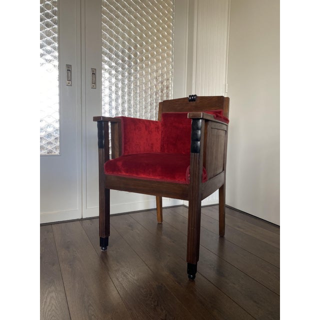 Art Deco Amsterdamse School Oak Desk or Side Chair, 1920s For Sale - Image 10 of 11