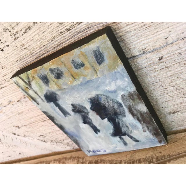Wood Impressionist "Winter Landscape" After Monet Original Oil Painting For Sale - Image 7 of 8