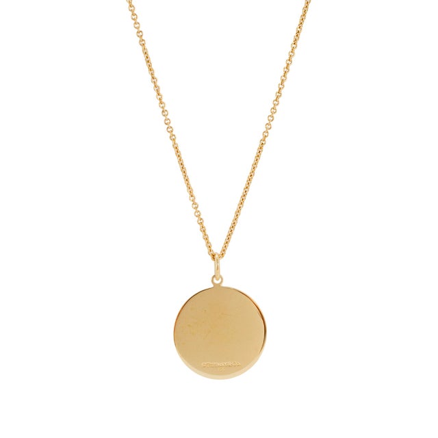Modern Retired Tiffany & Co. 18k Yellow Gold St. Christopher Medallion Pendant Necklace For Sale - Image 3 of 8