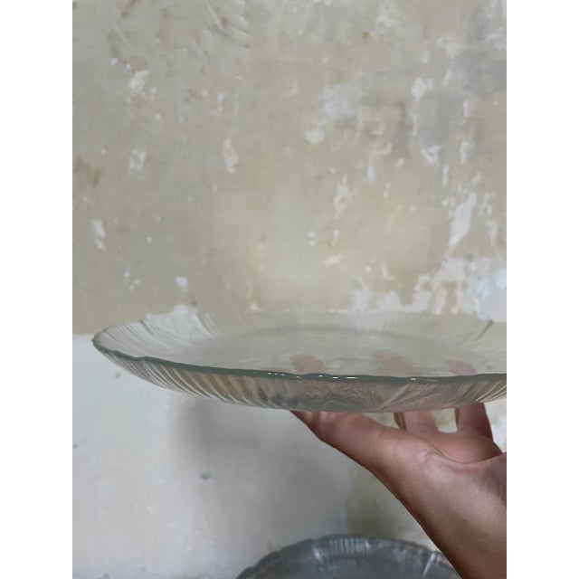 Vintage French Arcoroc Floral Relief Glass Dinner Plates - Set of 10 For Sale - Image 4 of 6