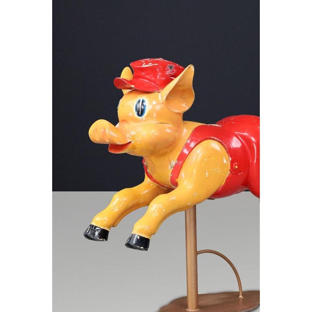 Three Piglets Carousel Sculpture in Polychrome Wood attributed to Bernard Kindt, 1960s For Sale - Image 3 of 15