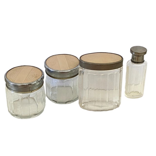1900 - 1909 Vintage Early 1900s Set of Four French Glass Vanity /Dresser Containers W/ Lids For Sale - Image 5 of 7
