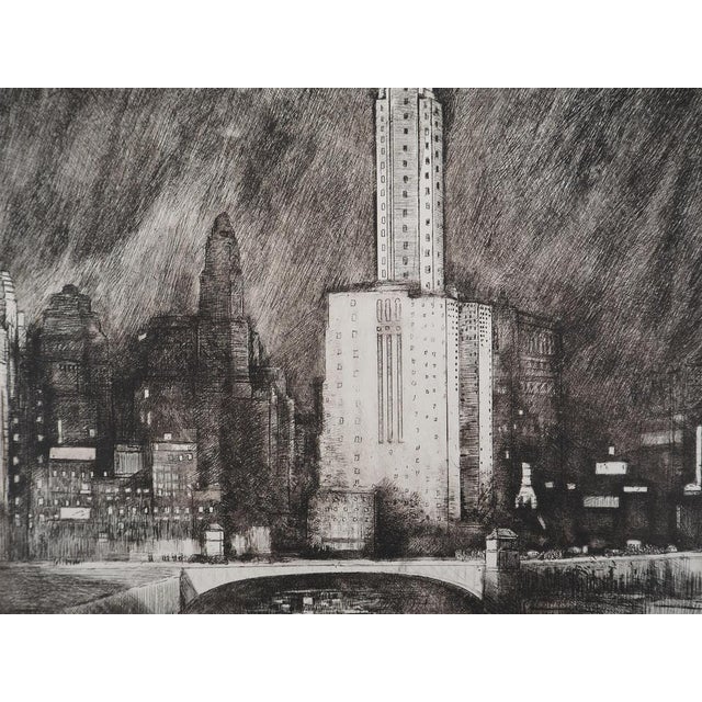 Modern Donald Shaw Maclaughlan, Chicago, The Wacker Drive, 1931, Original Signed Etching For Sale - Image 3 of 7