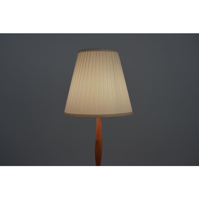 1990s Large Vintage Table Lamp in Fabric and Wood, 1980s For Sale - Image 5 of 7
