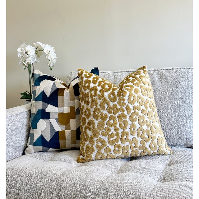 Gold Leopard 20x20 Velvet Throw Pillow With Feather Down Insert For Sale In New York - Image 6 of 6