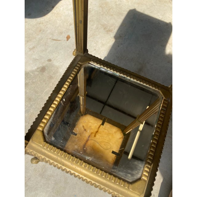 1970s Vintage Brass and Marble Footed Side Table For Sale - Image 4 of 9
