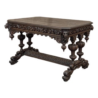 19th Century French Renaissance Writing Table ~ Desk With Dolphins For Sale