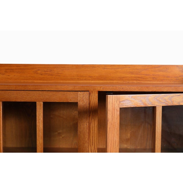 Mission Oak 2 Door Bookcase With Glass Doors - Michael's Cherry For Sale - Image 4 of 10